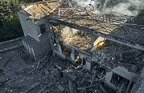 Ruins of a psychiatric hospital are seen after the Russian night shelling in Kramatorsk