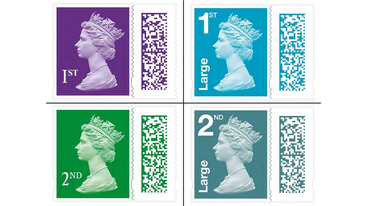 Die neueste Briefmarkenserie mit dem Bildnis von Queen Elizabeth, die von Royal Mail am 1. Februar 2022 vorgestellt wurde.
