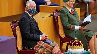 Le Prince Charles et son épouse Camilla, à Edimbourg (Ecosse), le 02/10/2021