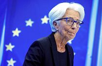 Christine Lagarde, President of the ECB smiles during a press conference following a meeting of the governing council in Frankfurt, Germany, Thursday, July 21, 2022.