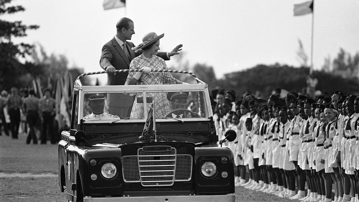 ملکه الیزابت دوم به همراه همسرش فیلیپ در باهاما مستعمره بریتانیا