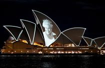An image of Queen Elizabeth II is projected onto the Sydney Opera House, Australia