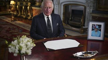 Britain's King Charles III delivers his address to the nation and the Commonwealth from Buckingham Palace