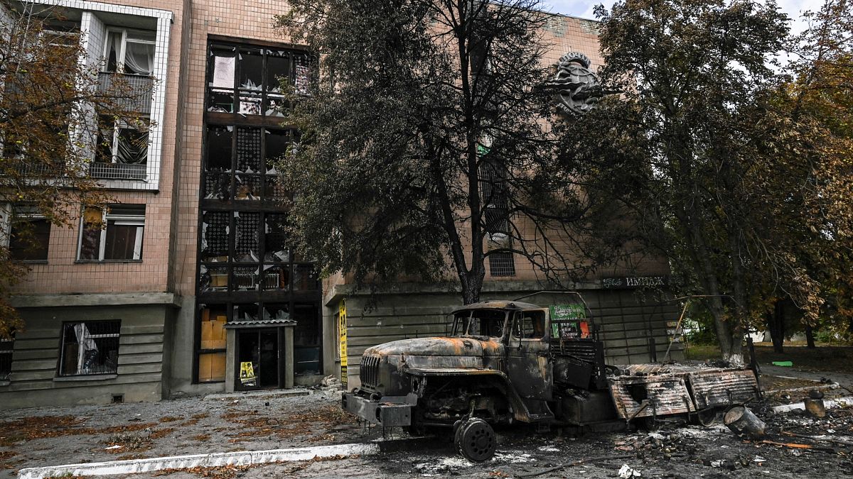 Разрушения в городе Балаклея, Харьковская область.