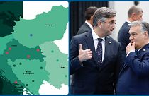 A Fortenova disztribúciós központjai a térségben, jobbra Andrej Plenković és Orbán Viktor találkozója Portugáliában, 2020-ban