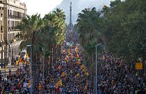 Marcha del independentismo catalán en Barcelona (España) con motivo de la Diada, el Día de Cataluña.