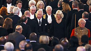 Le roi Charles III et son épouse Camilla au palais de Westminster à Londres, Royaume-Uni, le 12 septembre 2022