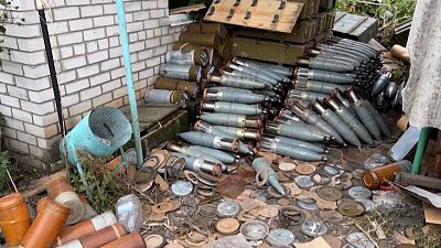 Artillery collected in village recently held by Russian soldiers