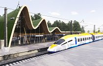 Artist's impression of a future station along the Rail Baltica route.