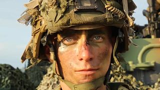 The soldier of a NATO unit in Romania near Ukraine's southern border