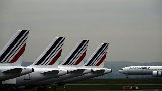 طائرات الخطوط الجوية الفرنسية متوقفة على مدرج المطار في مطار باريس شارل ديغول في رواسي بالقرب من باريس17 مايو 2019.