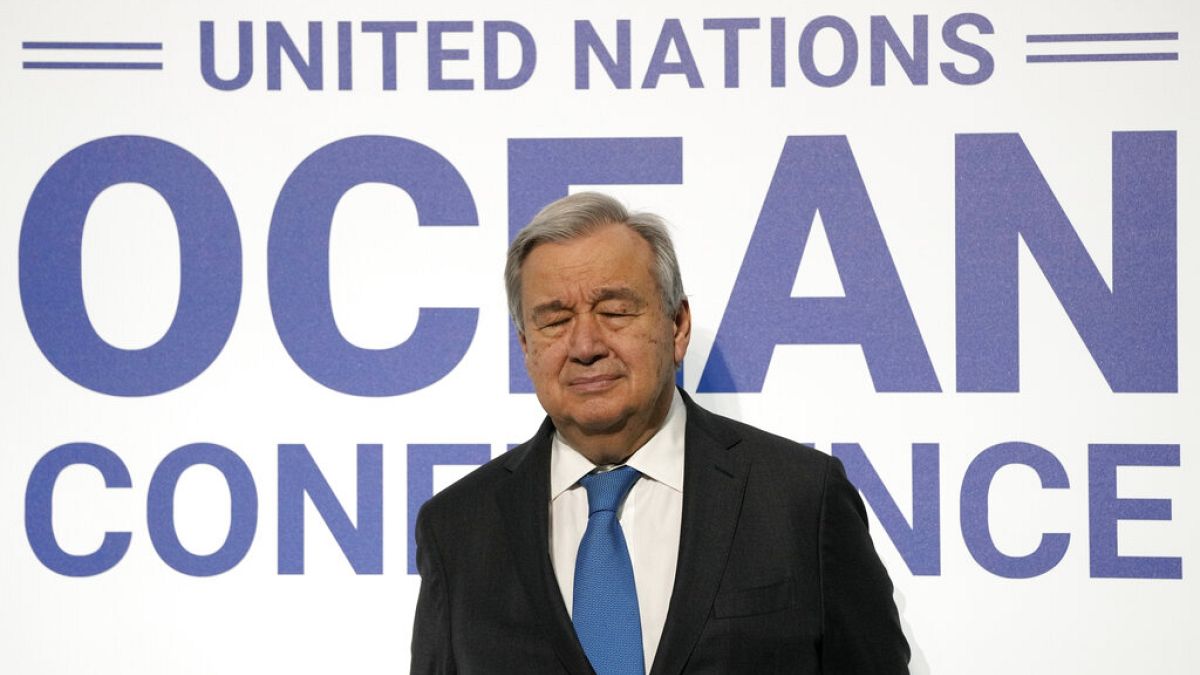 أنطونيو غوتيريش في مؤتمر الأمم المتحدة حول المحيط في لشبونة، 27 يونيو 2022