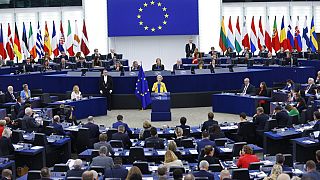 Πανοραμική άποψη του Ευρωπαϊκού Κοινοβουλίου την ώρα της ομιλίας της προέδρου της Κομισιόν Ούρσουλα φον ντερ Λάιεν