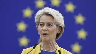 La présidente de la Commission européenne, Ursula von der Leyen, présente son discours sur l'état de l'Union le 14 septembre 
