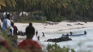 Rescuers gather at Galawa Beach, 35 kilometers from Moroni, Comoros.