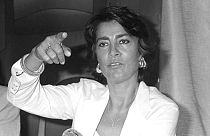 Irene Papas numa conferência de imprensa no Festival de Cinema de Cannes, em 1979