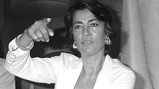Irene Papas en una rueda de prensa en Cannes, Francia 5/11/1979