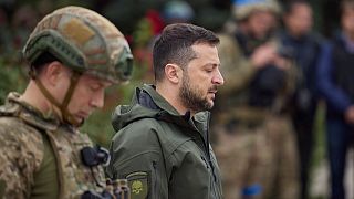 Volodimir Zelenszkij a nemrég felszabadított Balaklija városában