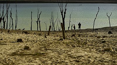 Yesa's reservoir affected by drought, northern Spain