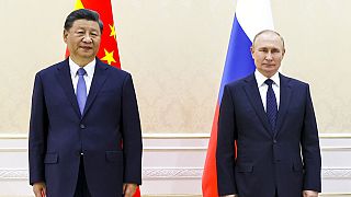 Hszi Csin-ping és Vlagyimir Putyin szamarkandi találkozójukon
