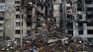 Un immeuble endommagé par les attaques russes des mois derniers à Kharkiv, en Ukraine, jeudi 15 septembre 2022.