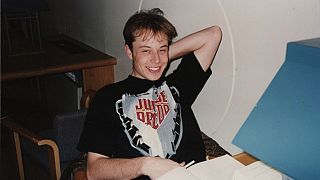 A photograph of Elon Musk during his college years that is among the items a college girlfriend is selling
