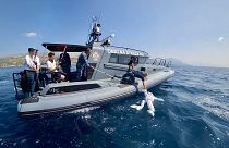 Croatian coast guard performs a search and rescue exercise at COASTEX-22 near Split