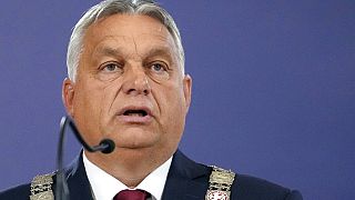 Orbán Viktor egy szerbiai sajtótájékoztatón 