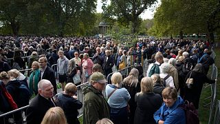 People queue to see Queen Elizabeth II's coffin on third day