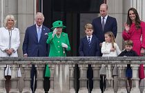 The Royal Family appear on the balcony of Buckingham Palace during the Platinum Jubilee Pageant.