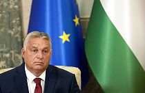Hungary's Prime Minister Viktor Orban listens to Serbian President Aleksandar Vucic during their talks in Belgrade, Serbia, Friday, Sept. 16, 2022.