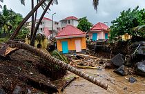 Dégâts dû à la tempête Fiona à Capesterre-Belle-Eau, sur l'île française de la Guadeloupe, 17/09/2022. 