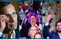 Ulf Kristersson, potenciális miniszterelnök; a Svéd Demokraták ünnepelnek; a királycsináló Jimmie Åkesson 