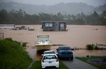 Una casa está sumergida en las aguas causadas por el huracán Fiona en Cayey, Puerto Rico, el domingo 18 de septiembre de 2022.