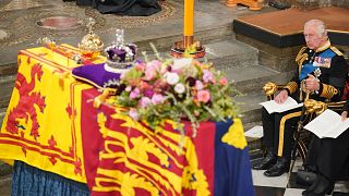 Le cercueil de la reine Elizabeth II et le roi Charles III,  le 18/09/2022