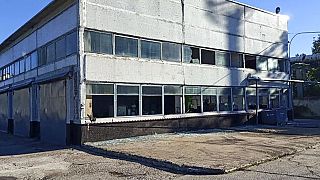 In this photo provided by the South Ukraine nuclear power plant, broken windows are seen in an industrial area building of the South Ukraine nuclear power plant