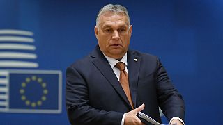 Hungary's Prime Minister Viktor Orban arrives to a round table meeting at an EU summit in Brussels, Oct. 22, 2021.