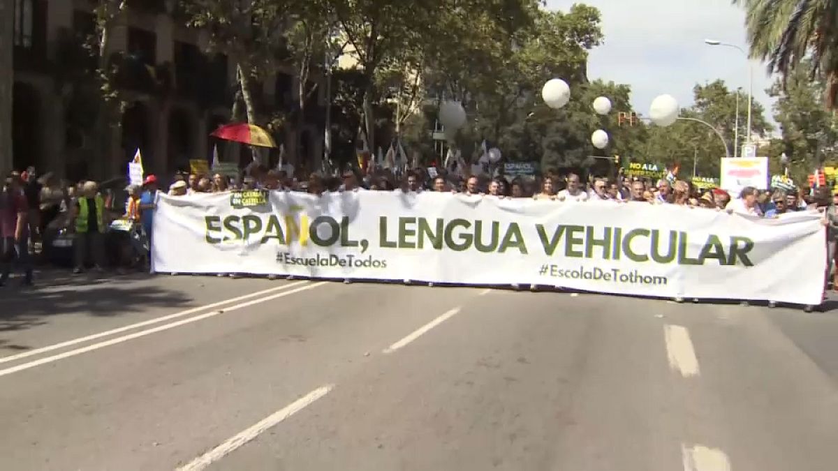 Protest für mehr Spanisch an Kataloniens Schulen in Barcelona