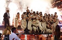 لحظة الإعلان عن فوز فرقة الرقص اللبنانية "مياس" ببرنامج "America's Got Talent"، الأربعاء 14 سبتمبر 2022.