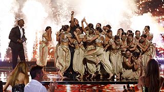 لحظة الإعلان عن فوز فرقة الرقص اللبنانية "مياس" ببرنامج "America's Got Talent"، الأربعاء 14 سبتمبر 2022.