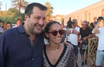  Salvini poses with a supporter on his campaign trail on the Italian island of Lampedusa