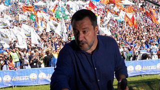 Le leader de la Ligue, Matteo Salvini, lors d'un meeting dans le nord de l'Italie, le 18/09/2022
