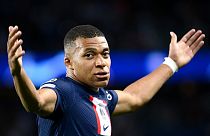 Paris Saint-Germain's French forward Kylian Mbappe gestures during the UEFA Champions League Group Hin Paris, on September 6, 2022.