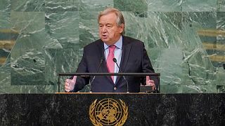 Le Secrétaire général des Nations unies, Antonio Guterres, à la 77e session de l'Assemblée générale au siège de l'ONU, le mardi 20 septembre 2022.