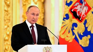 Владамир Путин выступает в Кремле