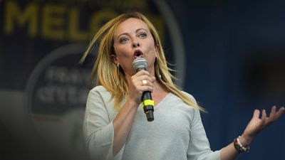 Giorgia Meloni, the leader of Brothers of Italy, at a rally for the 2022 general elections
