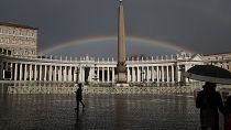 A rainbow shines over the Vatican's St Peter's Square. 31 January, 2021
