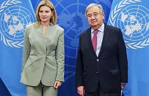 Il Segretario Generale dell'ONU, Guterres, con Olena Zelenska. (New York, 20.9.2022)