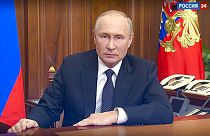 Le président russe Vladimir Poutine lors de sa déclaration diffusée le 21/09/2022 à la télévision