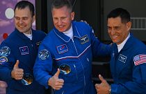  الأميركي فرانك روبيو من وكالة ناسا وسيرغي بروكوبييف ودميتري بيتيلين من وكالة روسكوسموس، 21 سبتمبر 2022